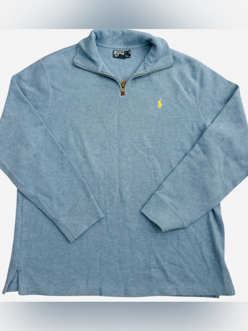 Polo by Ralph Lauren Dusty Blue Quarter-Zip Pullover with Yellow Pony Mens XL